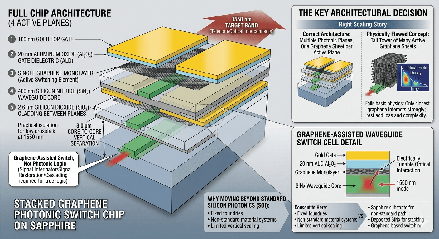 A New Direction in Photonics: Stacked Graphene Switching on Sapphire